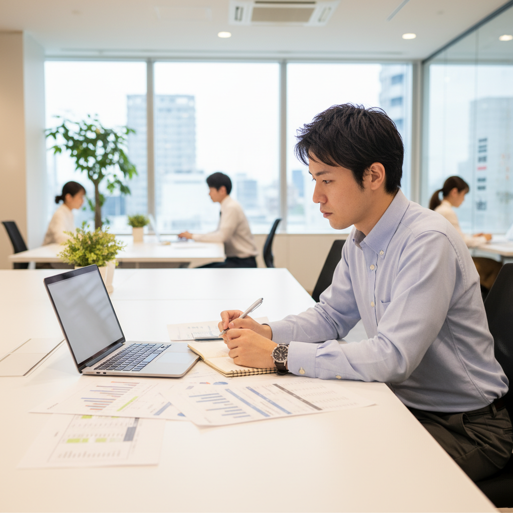 経理の自己PR例文を考えるビジネスパーソン