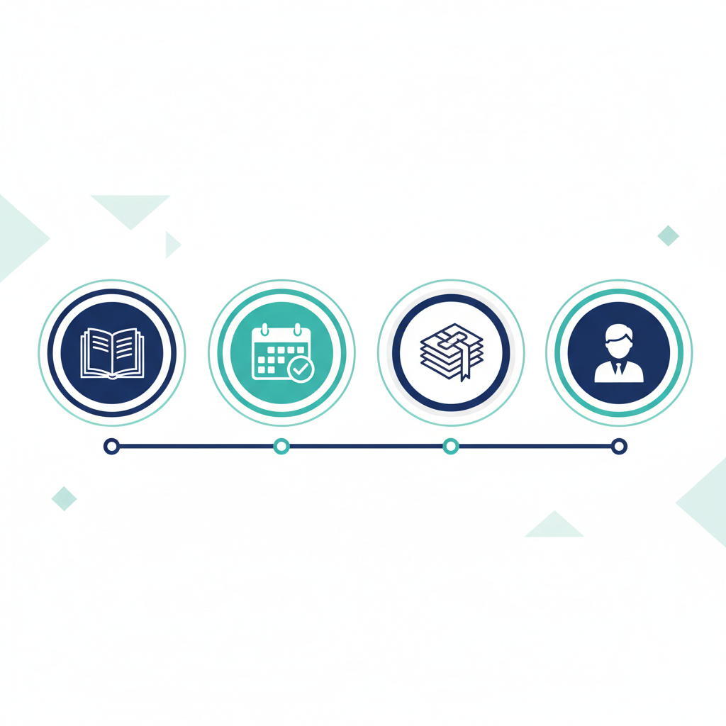 経理の年次別キャリアマイルストーンのタイムライン図