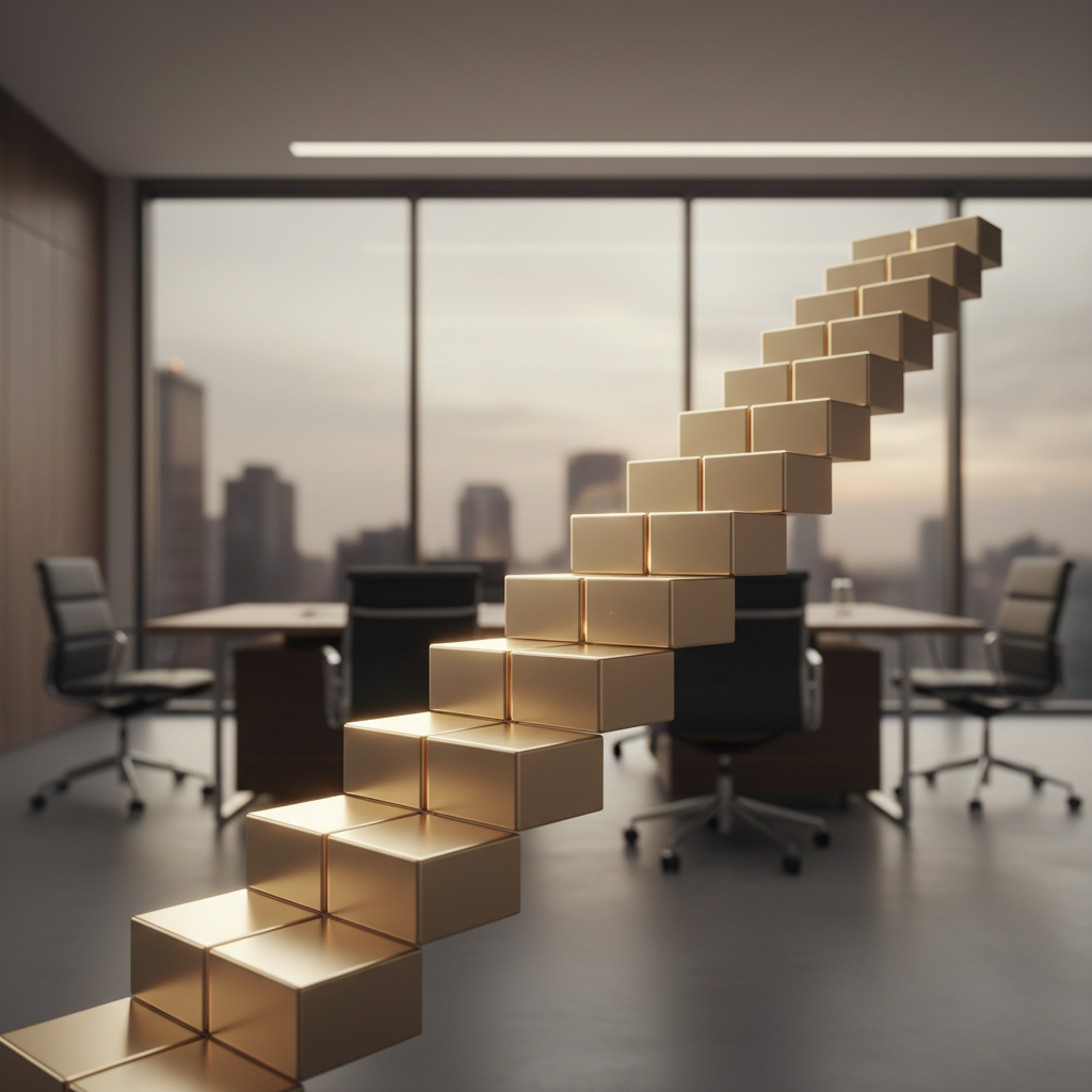 製造業経理のキャリアパスを示す階段イメージ