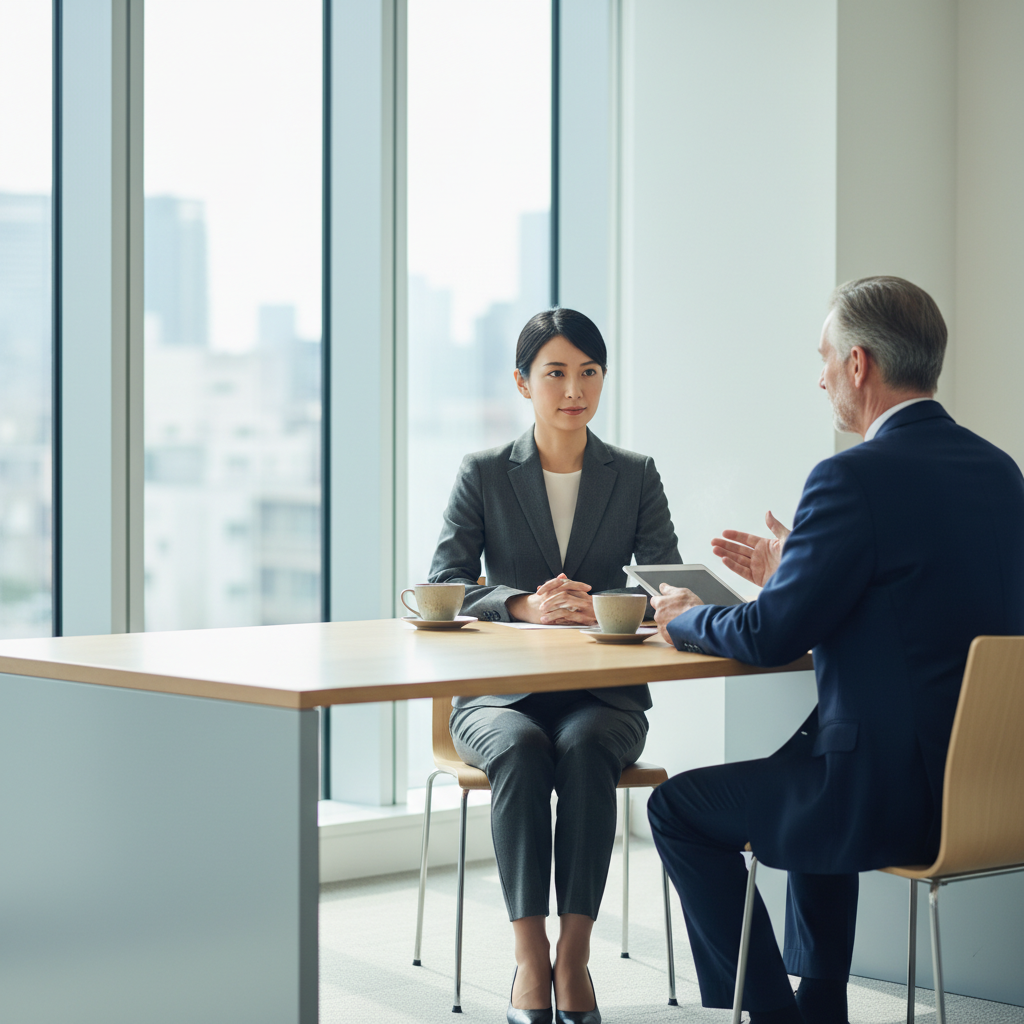経理転職の面接を受ける30代ビジネスパーソン