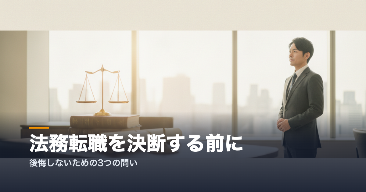 法務転職を決断する前に考えるべき3つの問い