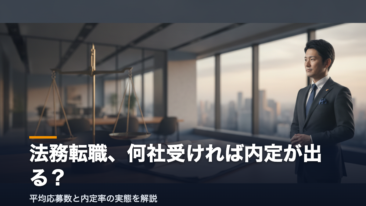 法務転職の内定率と平均応募数を解説するアイキャッチ
