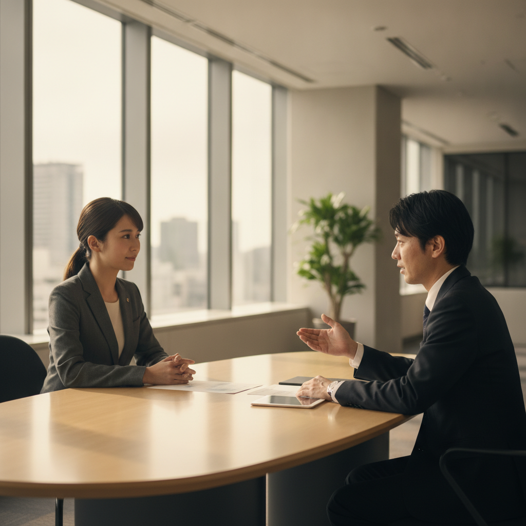 法務転職のオファー面談で年収交渉する様子