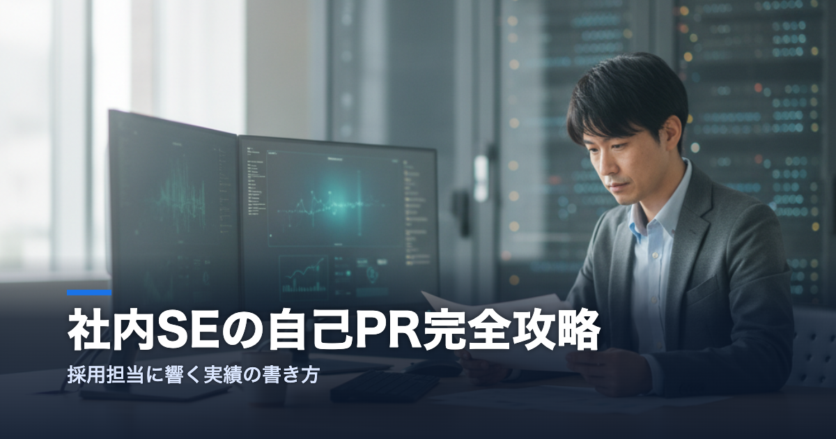 社内SEの自己PRの書き方を解説するアイキャッチ