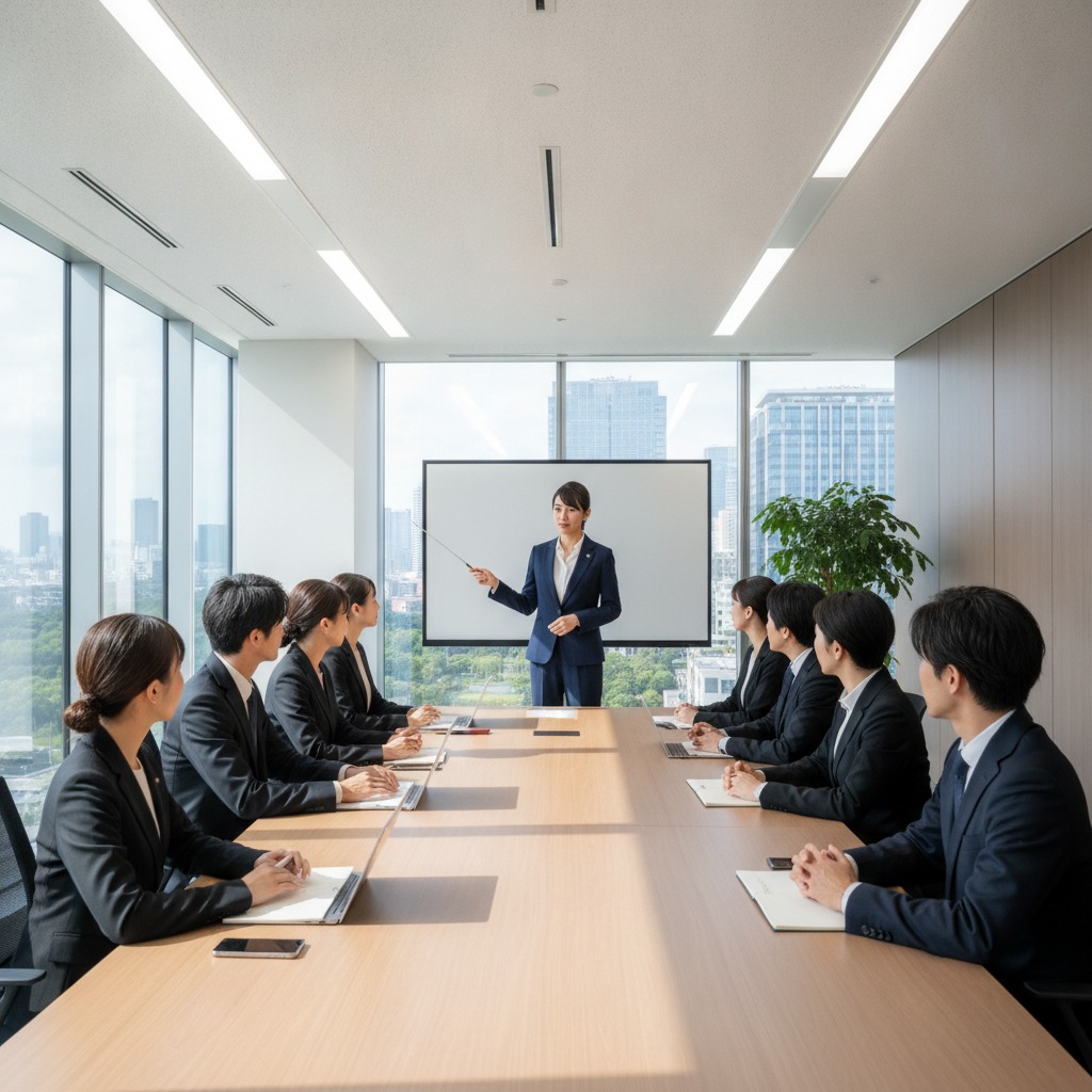 コンプライアンス担当が研修を実施している様子