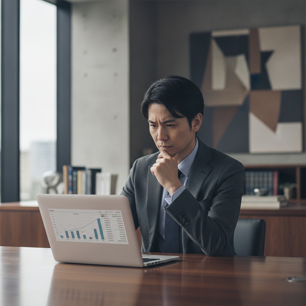 法務の年収データを確認する様子