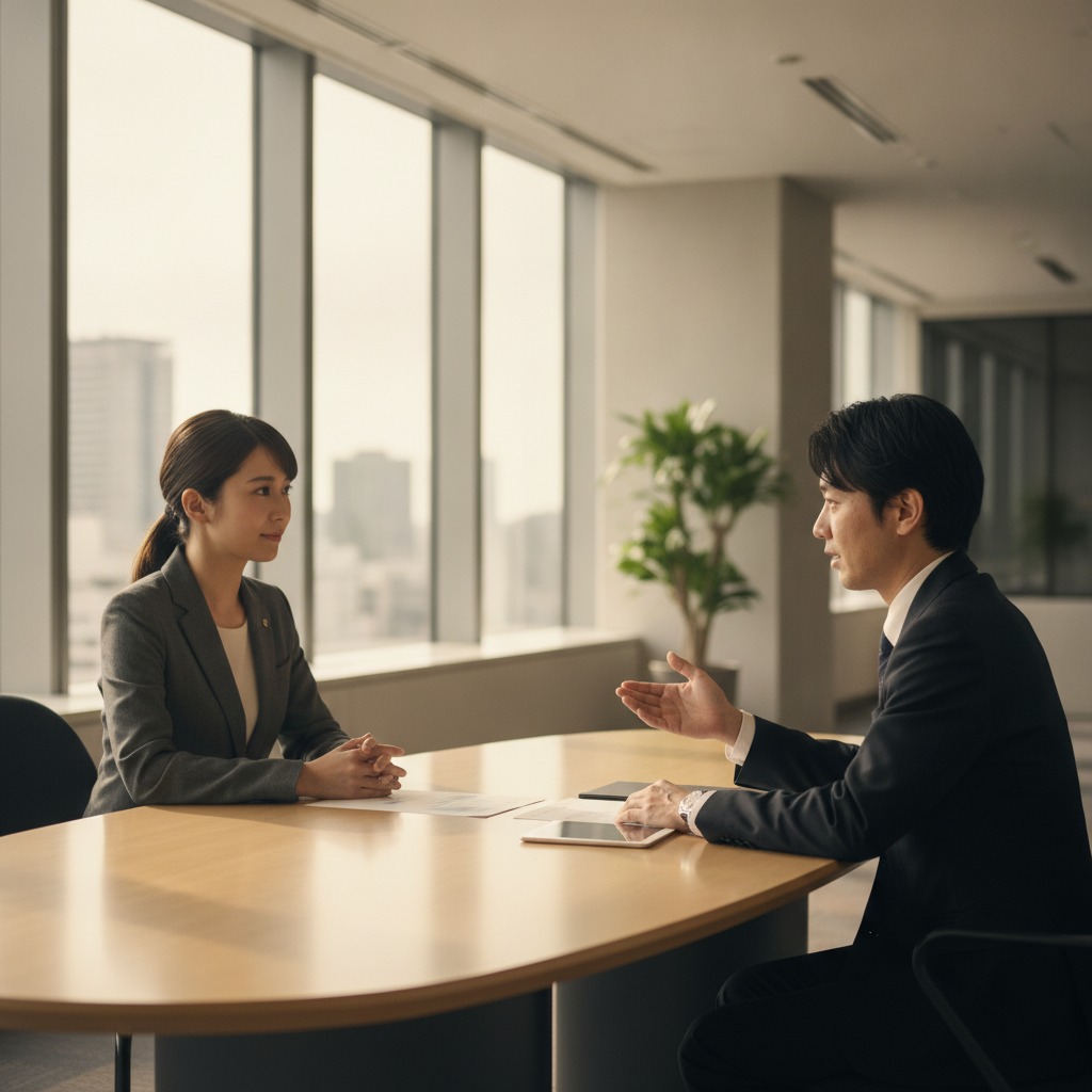 法務転職のオファー面談で年収交渉する様子