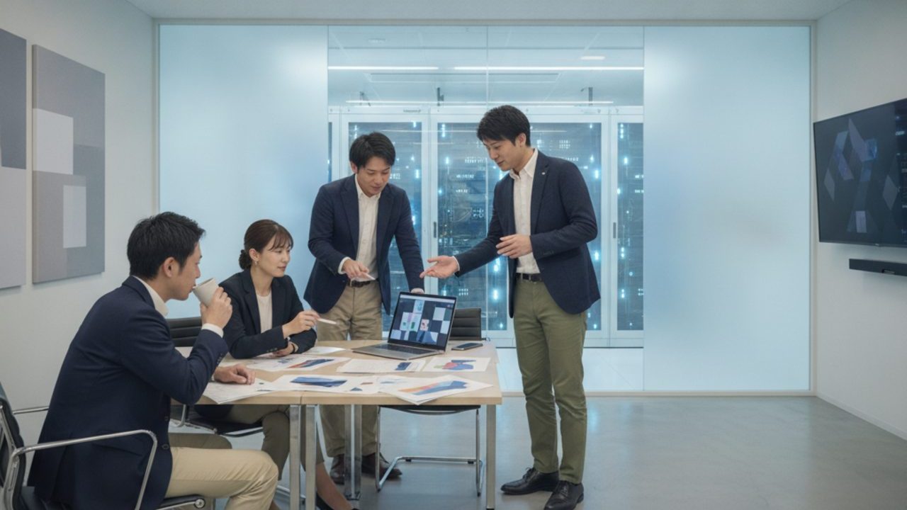 情シス部門のチームミーティングの様子