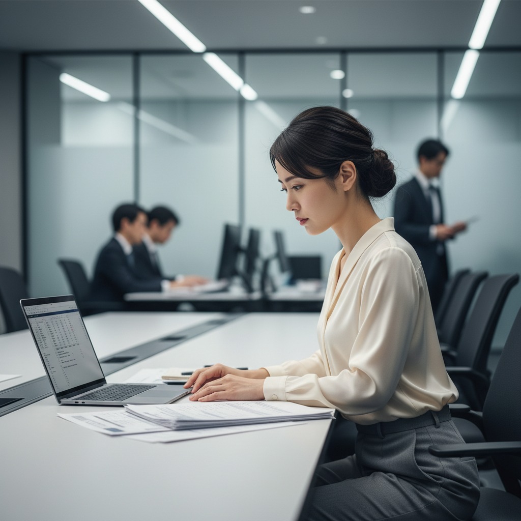 経理 女性 転職 オフィスで働く女性経理担当者