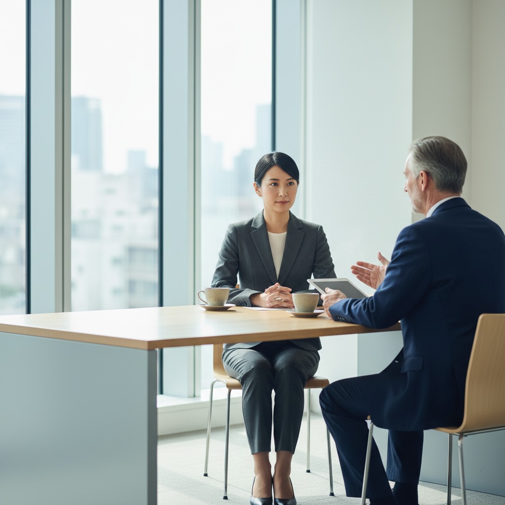 経理転職の面接を受ける30代ビジネスパーソン