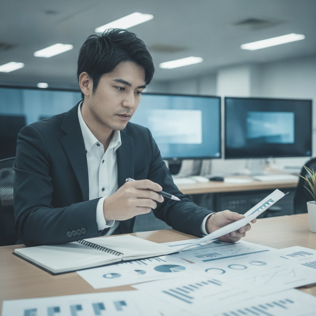 基本情報技術者試験の合格率と難易度を分析するイメージ