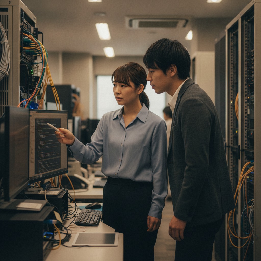 社内SEに向いてる人が同僚と連携して業務を進める様子
