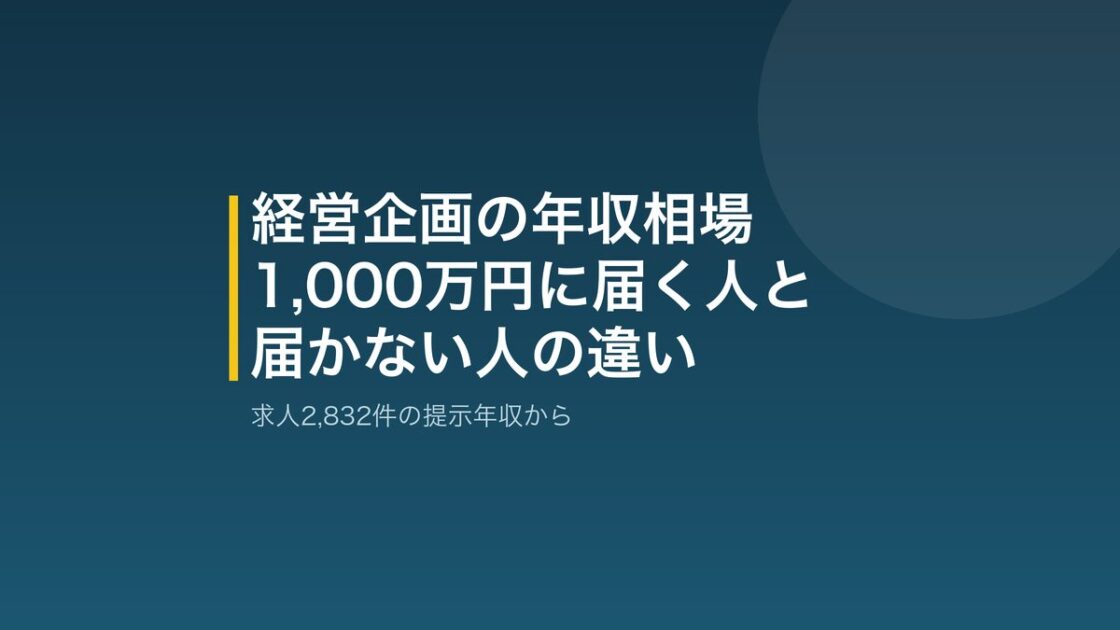 経営企画の年収相場と1,000万円に届く人の違い